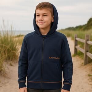 Body Glove Boys Blue Zip Hoodie Jacket Size L (14) Lightweight Activewear